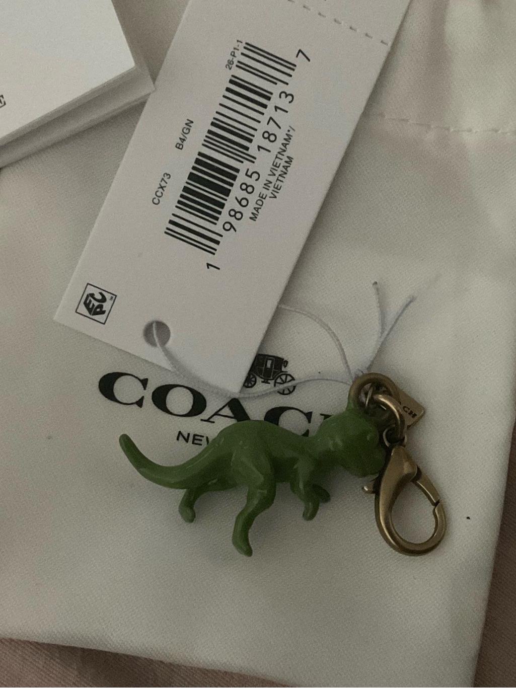Coach Green Dinosaur Charm Key Clip